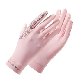 1 Pair XC-14 Riding Driving Sunscreen Anti-UV Fingerless Ice Silk Gloves, Style: Honeycomb (Pink)