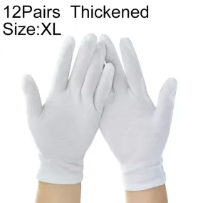 12 Pairs Pure Cotton Working Gloves, Thickened，Size：XL