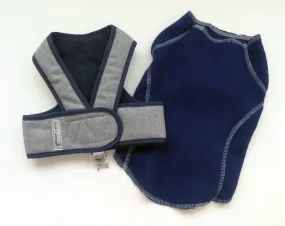 2 PC SET Navy Flannel Harness Set Step N Go Harness and Sweater