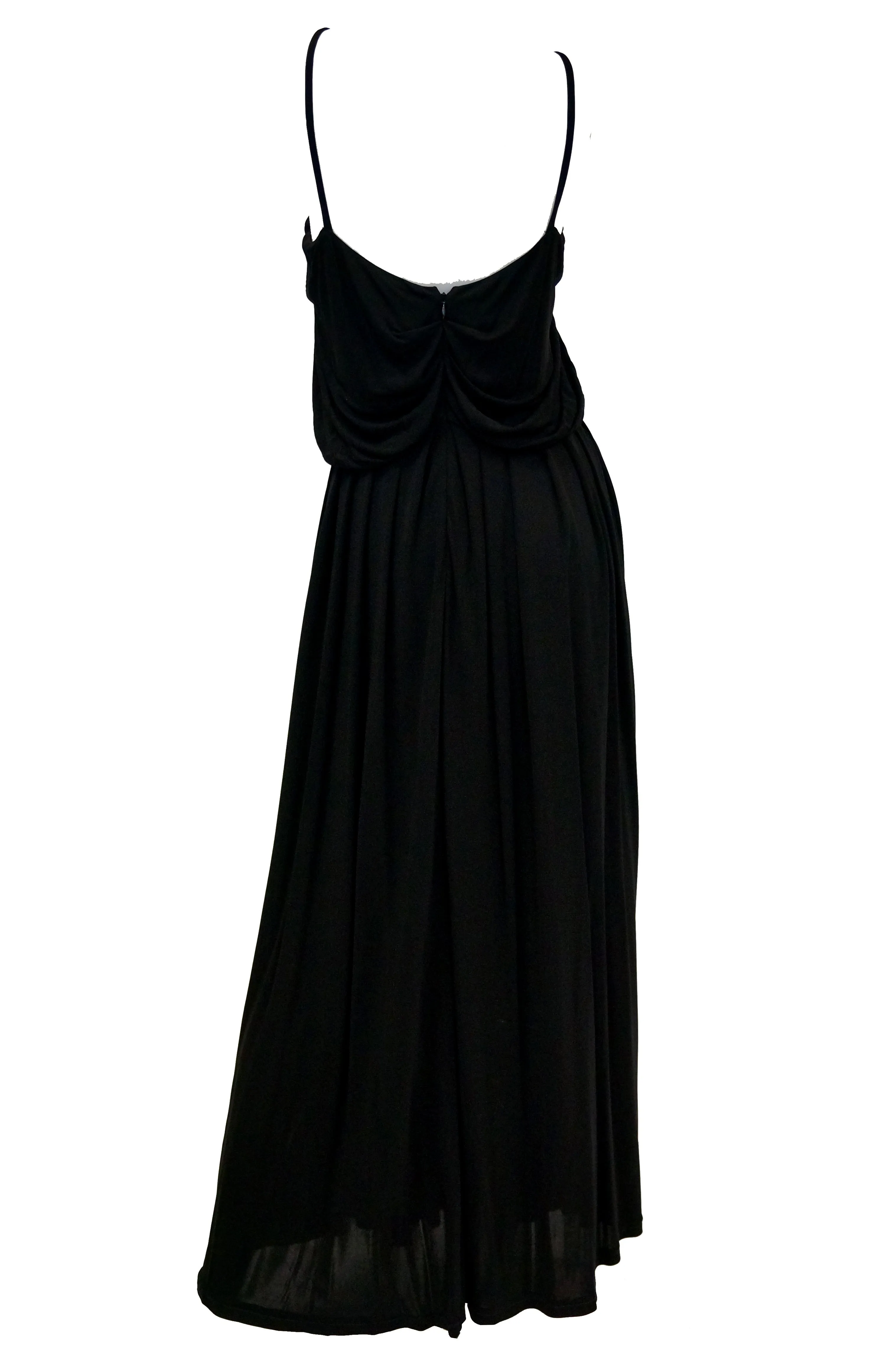 2003 Fendi Black Drape Jersey Knit Maxi Dress