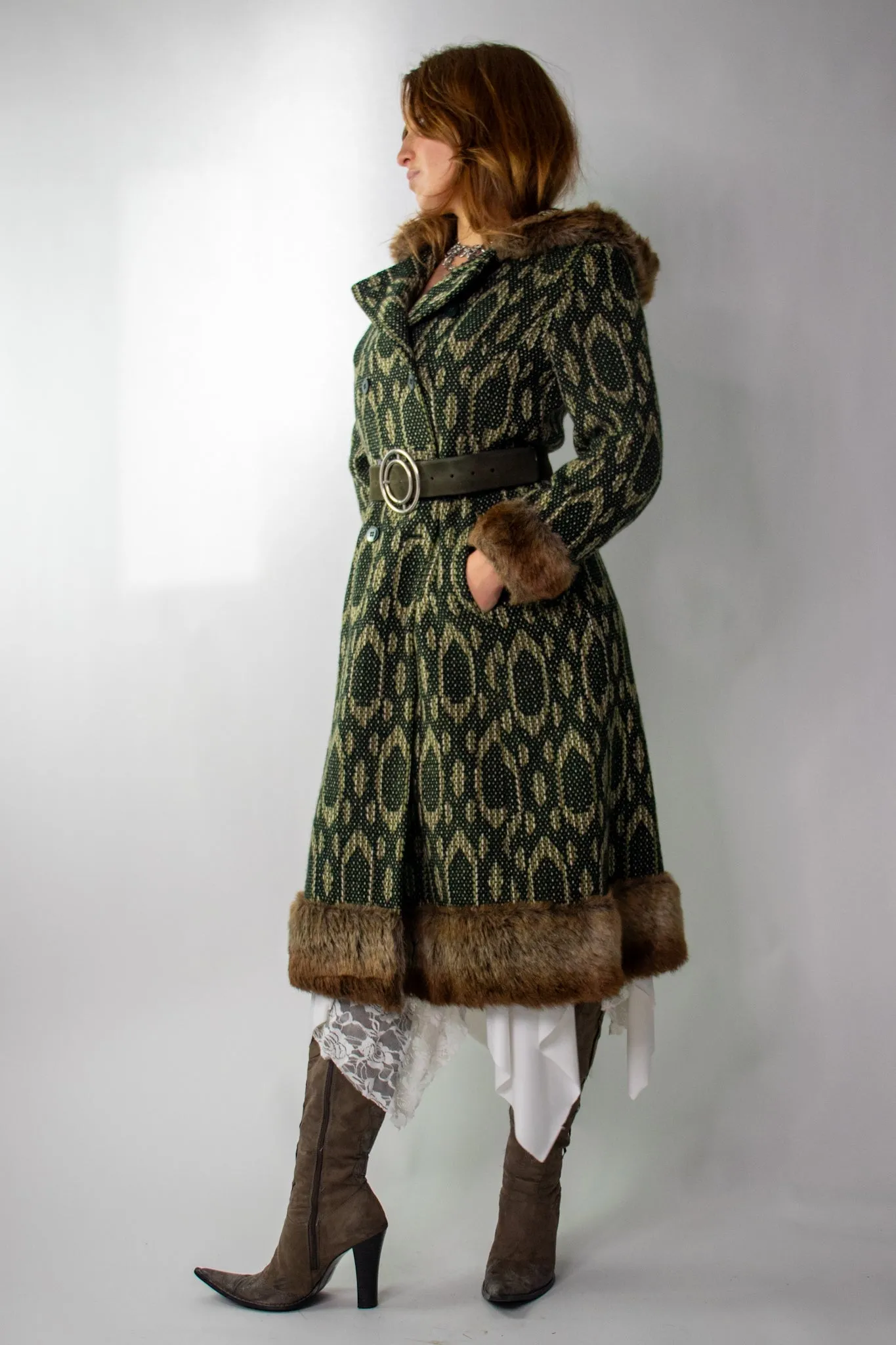 70s Wool Hooded Coat