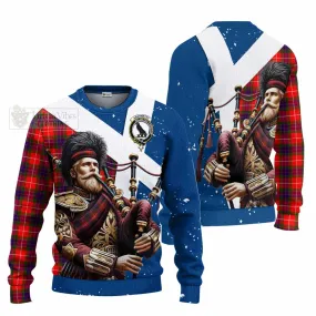 Abernethy Tartan Knitted Sweater with Family Crest Scottish Bagpiper Vibes