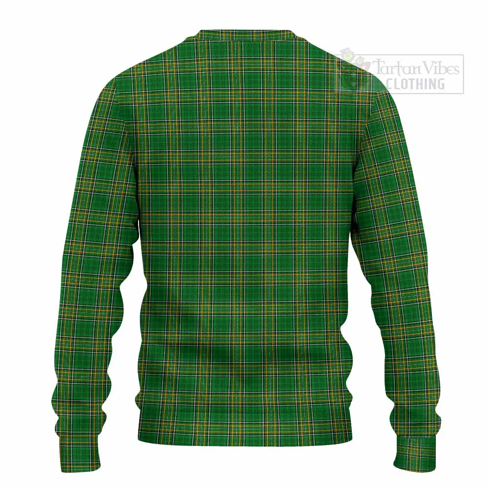 Accotts Irish Clan Tartan Knitted Sweater with Coat of Arms