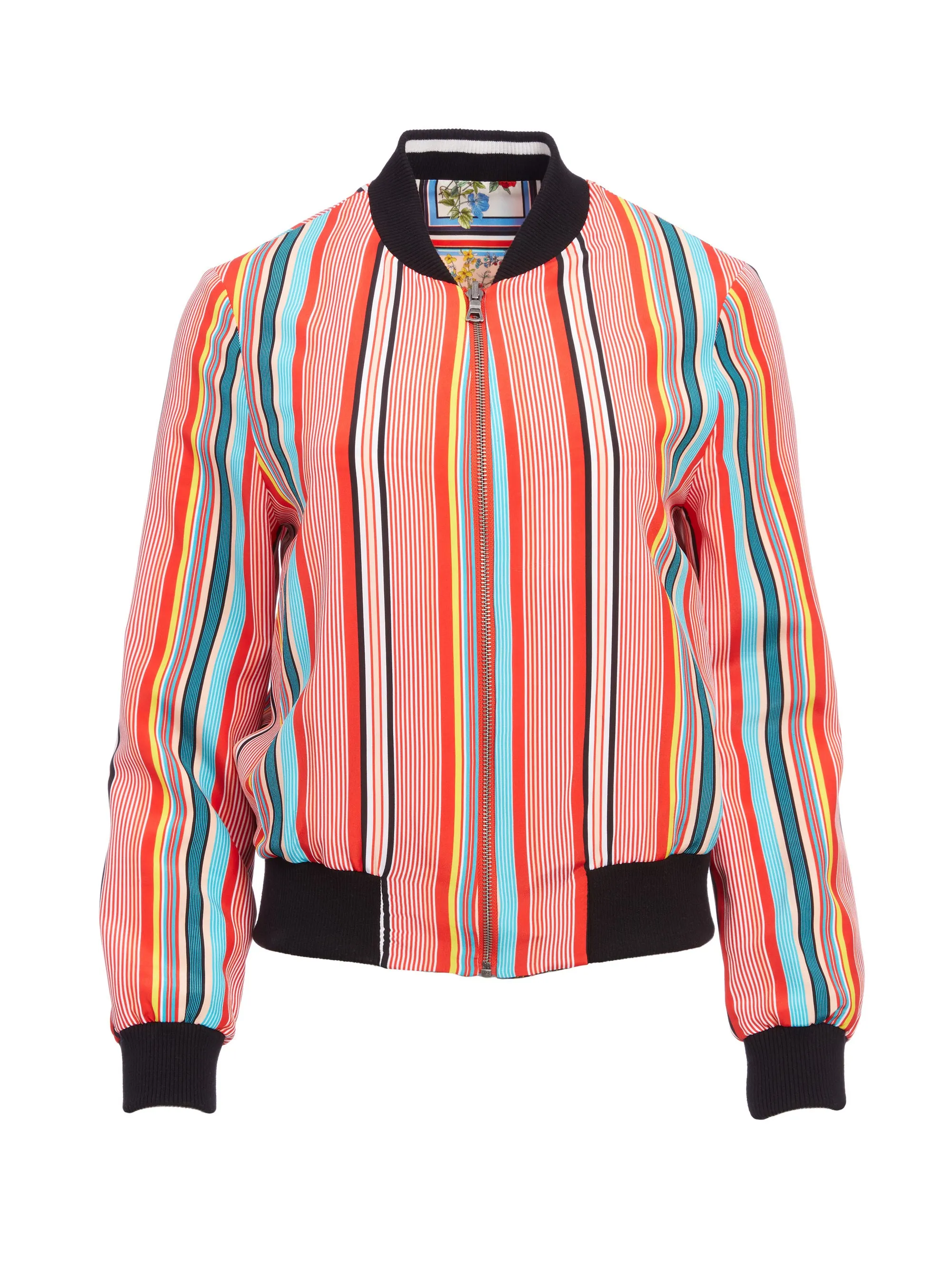 ALICE   OLIVIA - Lonnie Reversible Bomber in Crest Tile Black/Powder Blue