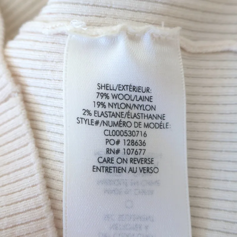 Alice   Olivia Pia Polo Sweater Ivory Wool-Blend Ribbed Knit Size Small