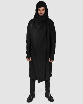 Asymmetric hooded coat