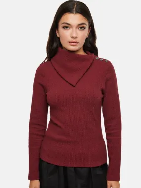 Asymmetrical Cable Turtleneck