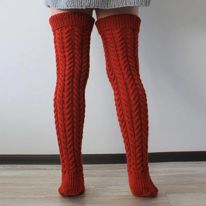 Autumn And Winter Twist Over The Knee Stockings Bunching Socks