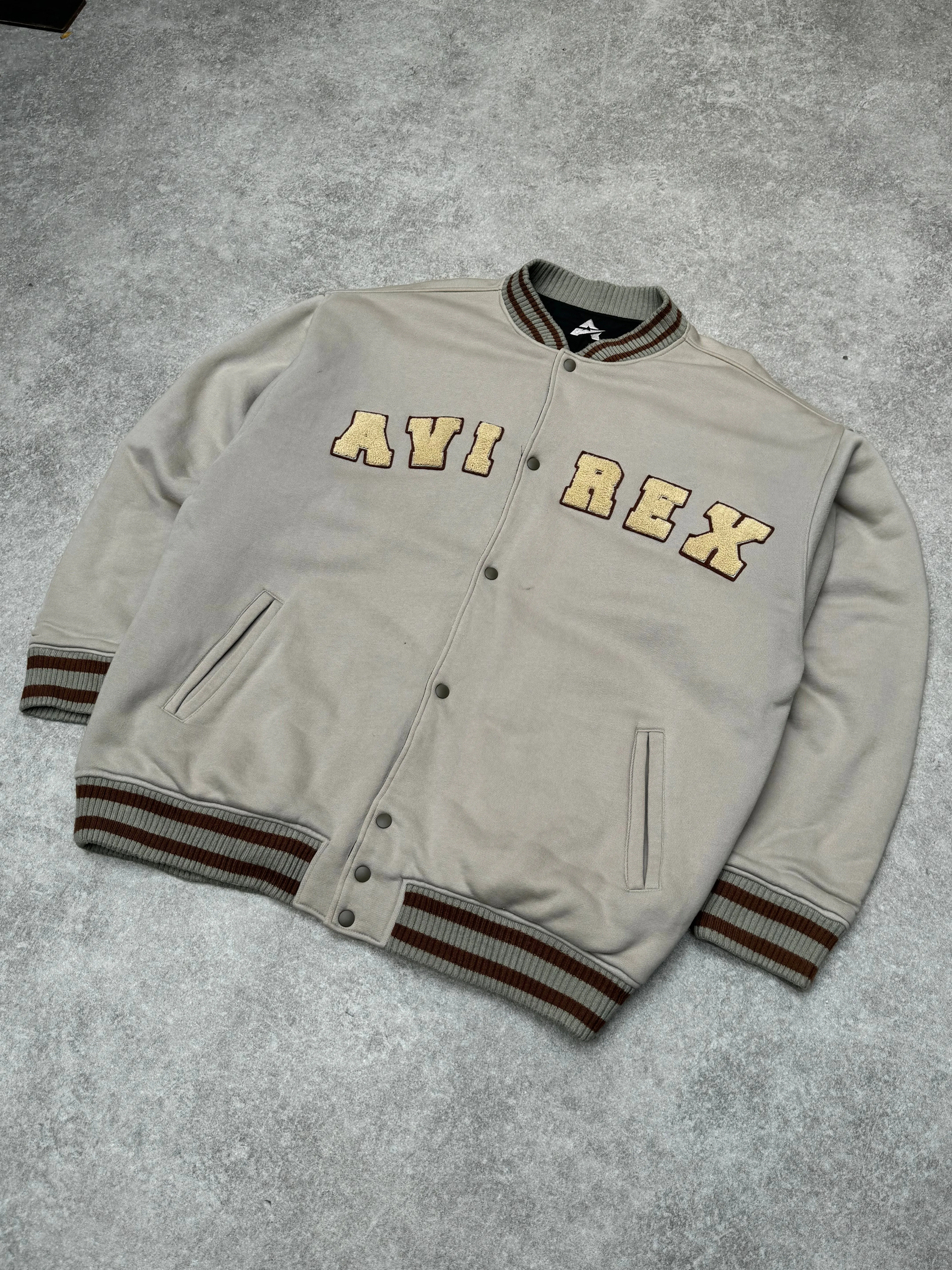 Avirex Reversible Faux Shearling Logo Quilted Varsity Jacket