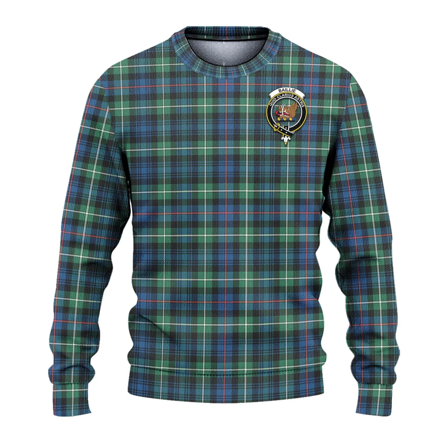 Baillie Ancient Tartan Ugly Sweater with Family Crest