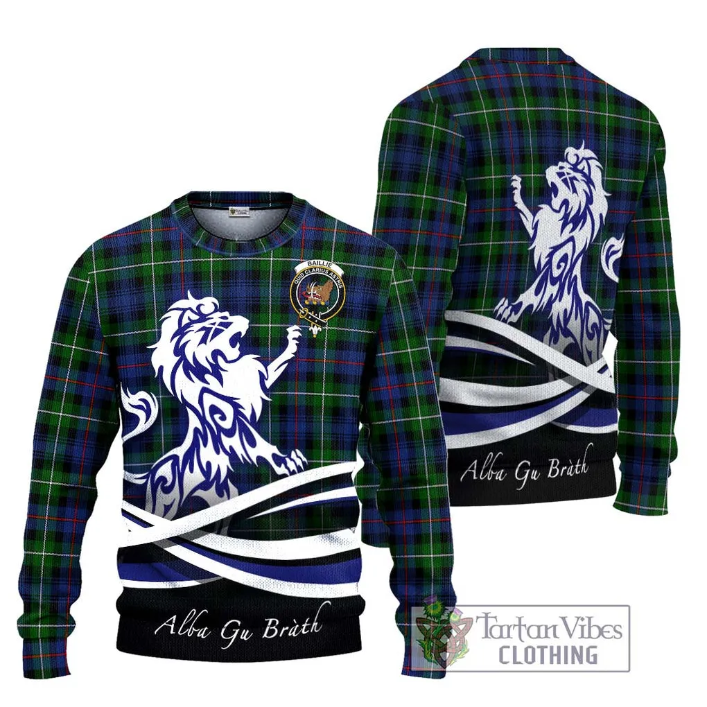 Baillie Tartan Ugly Sweater with Alba Gu Brath Regal Lion Emblem