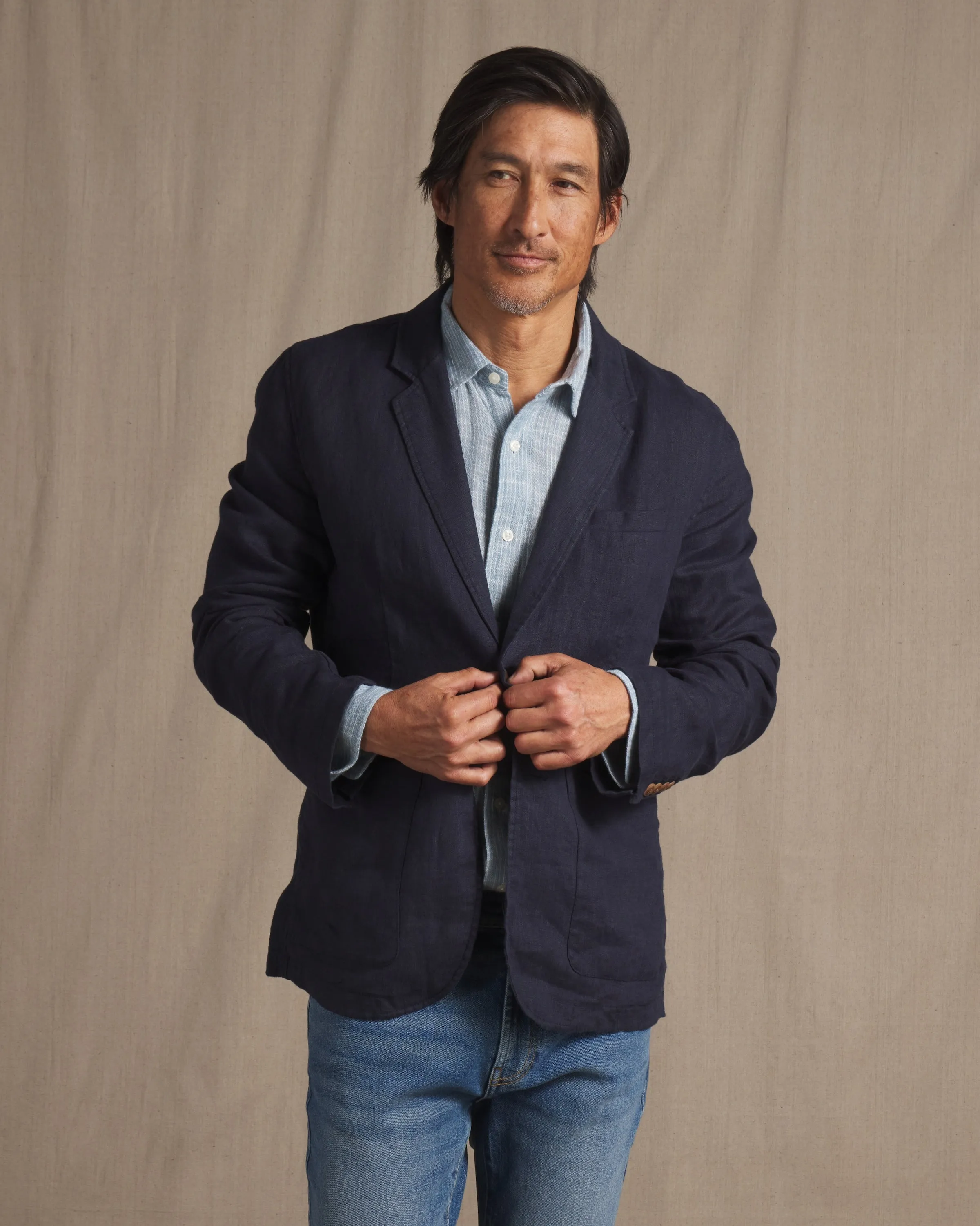 Bal Harbour 2 Button Linen Blazer - Navy