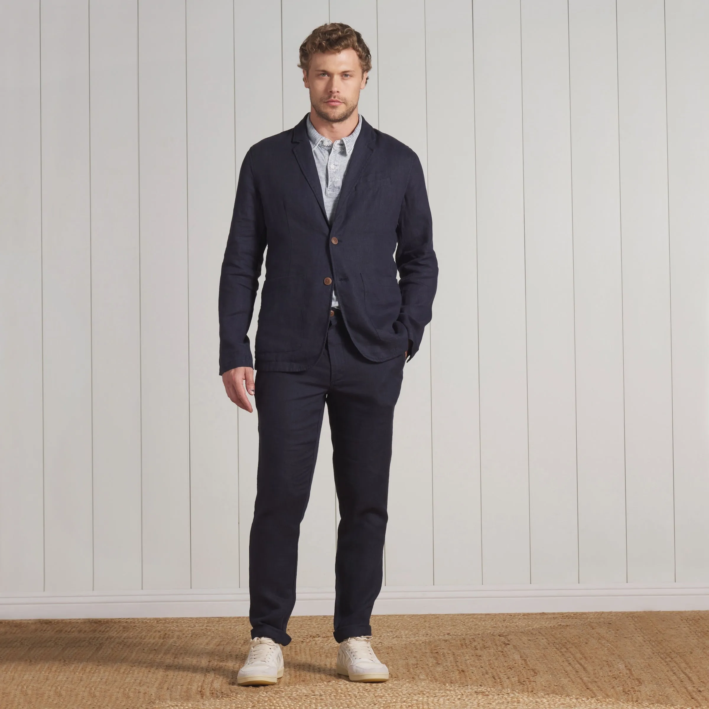 Bal Harbour 2 Button Linen Blazer - Navy