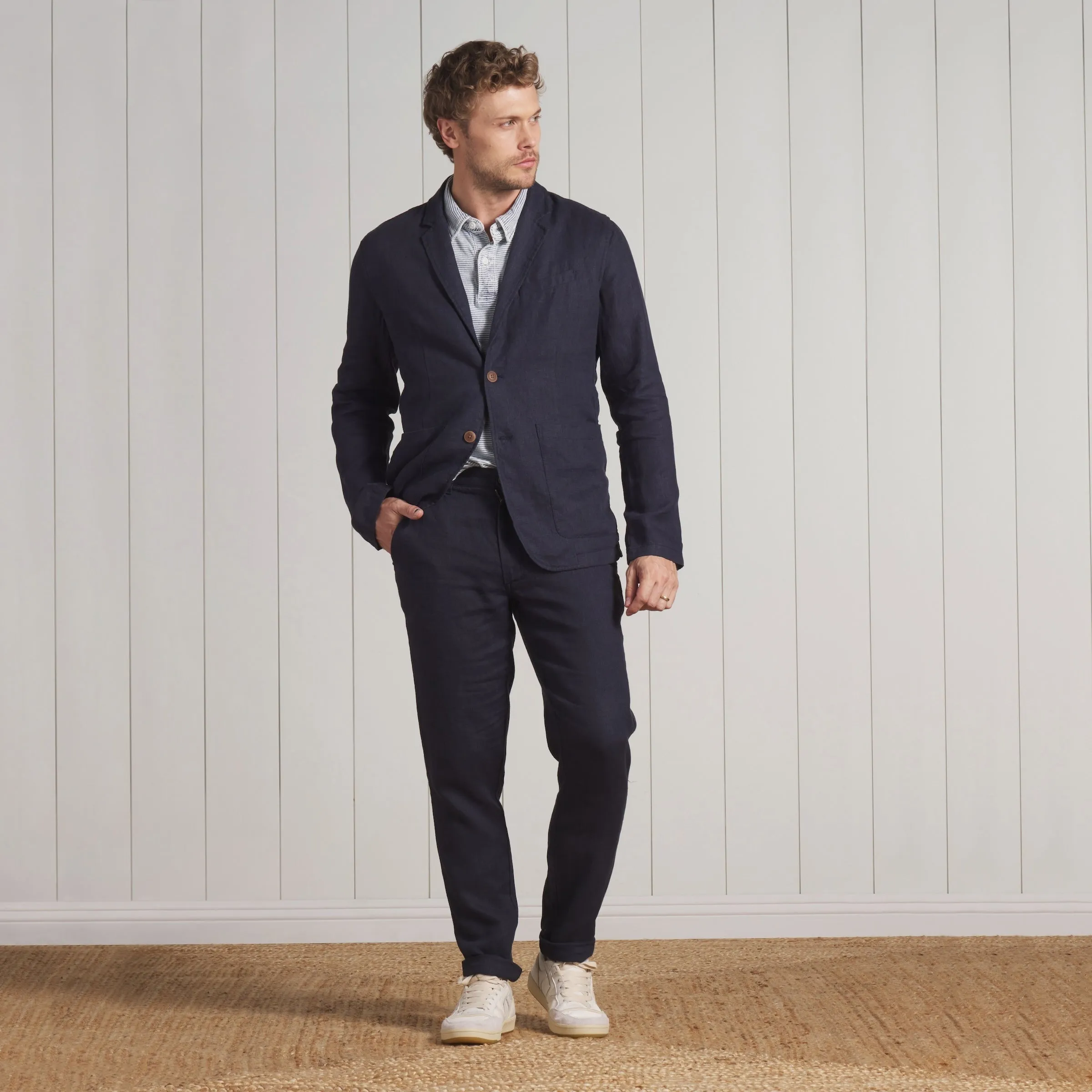 Bal Harbour 2 Button Linen Blazer - Navy