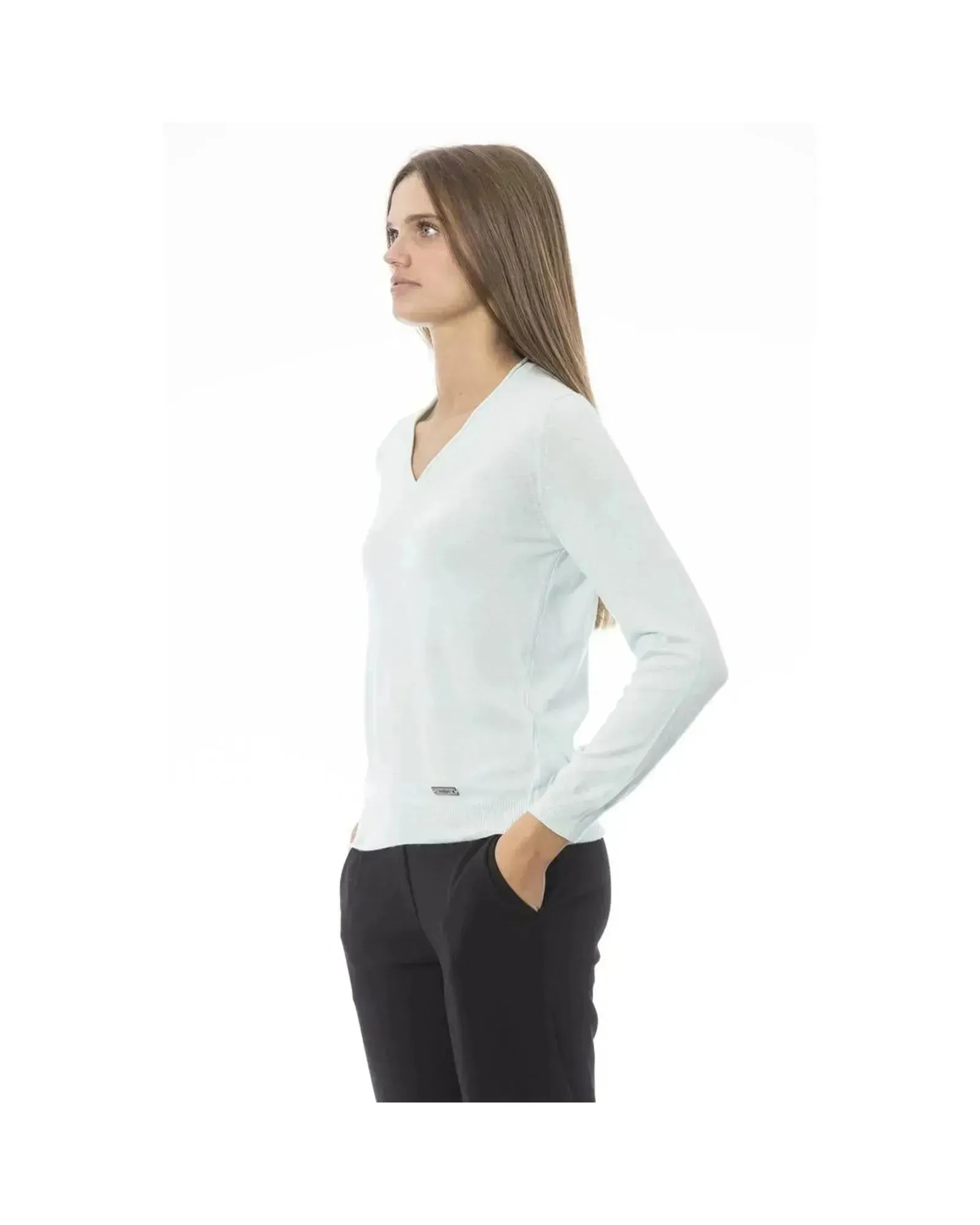 Baldinini Trend Women's Light Blue Polyamide Sweater - XL