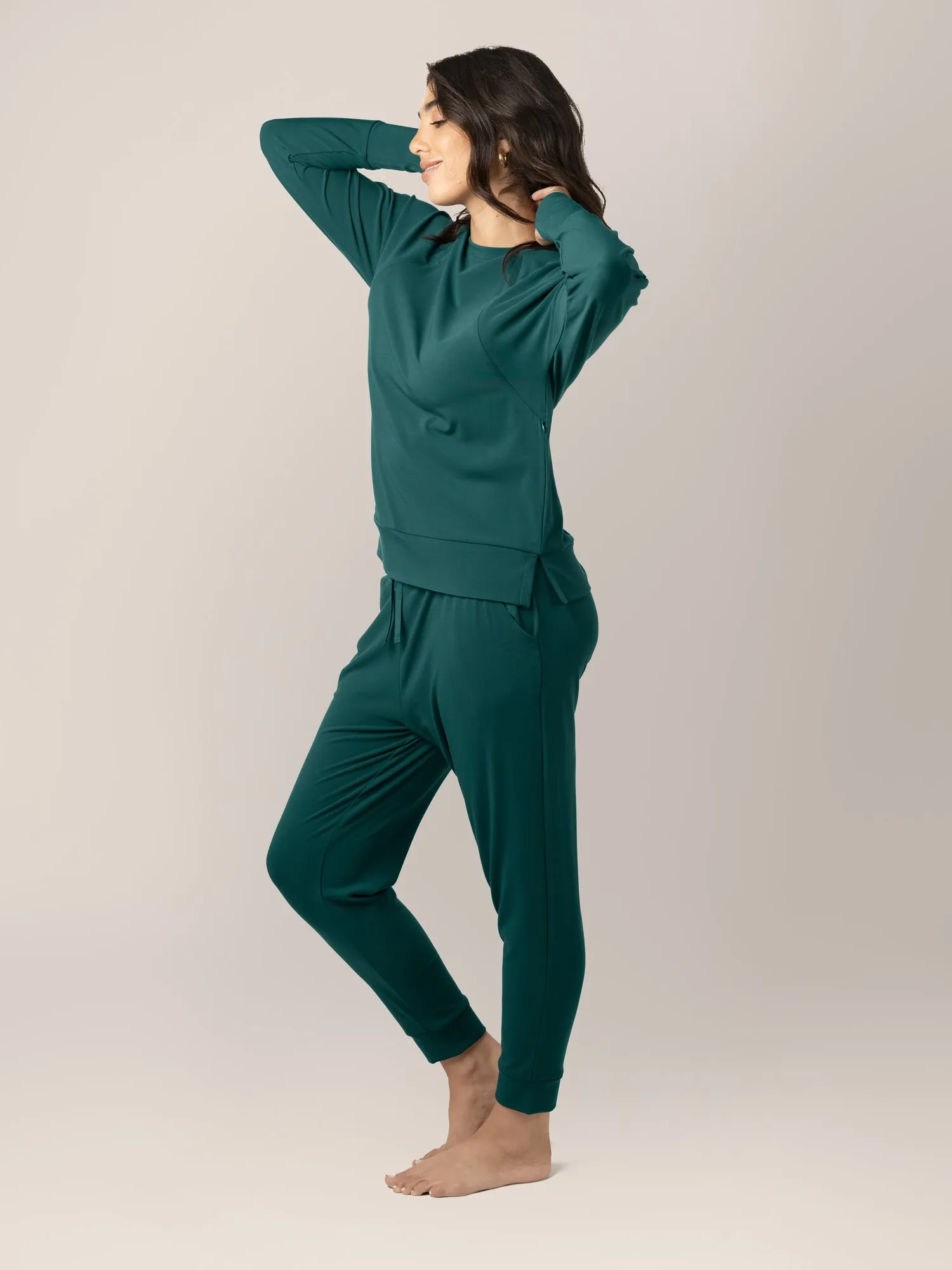 Bamboo Maternity & Nursing Crew Neck Sweatshirt | Evergreen