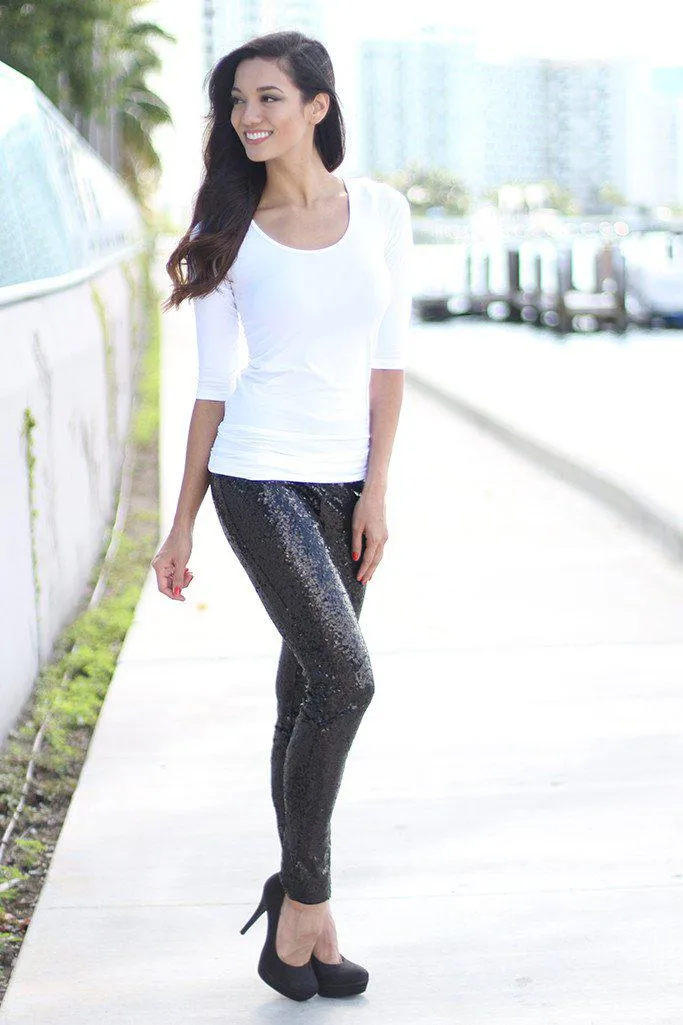 Black Sequin Leggings