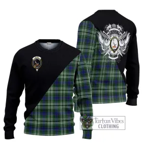 Blyth Tartan Ugly Sweater with Family Crest and Military Logo Style