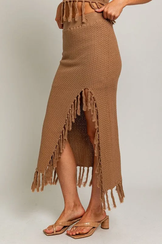 Bohemian Tassel Midi Skirt