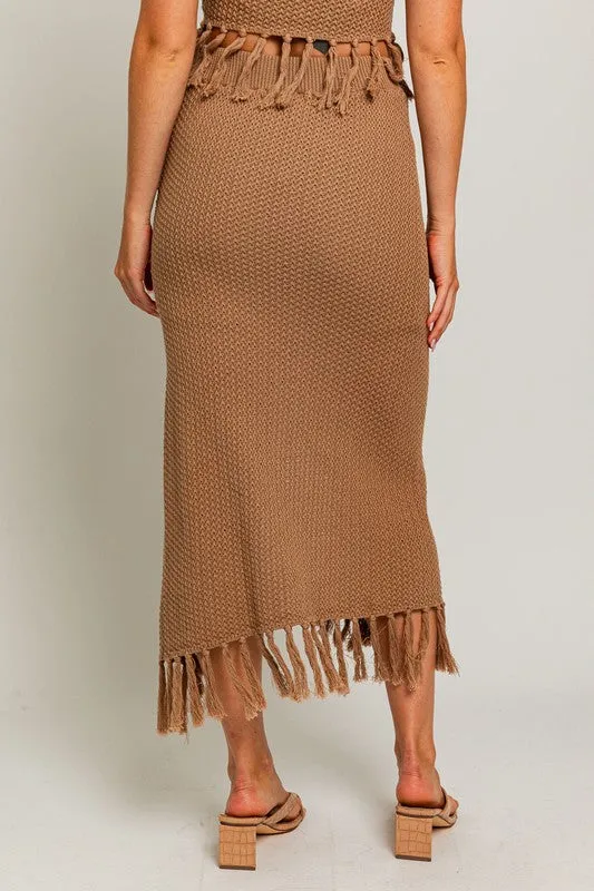 Bohemian Tassel Midi Skirt