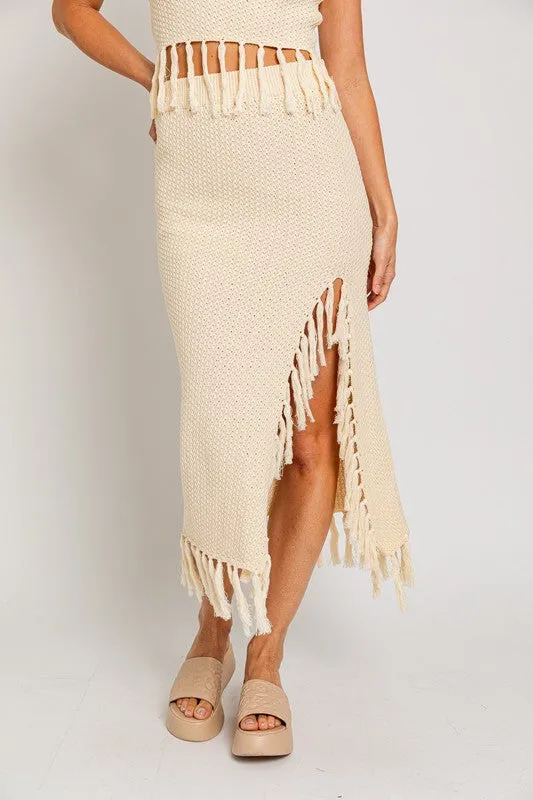 Bohemian Tassel Midi Skirt