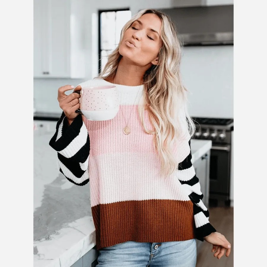 Boho Striped Casual Pullover Knit Sweater