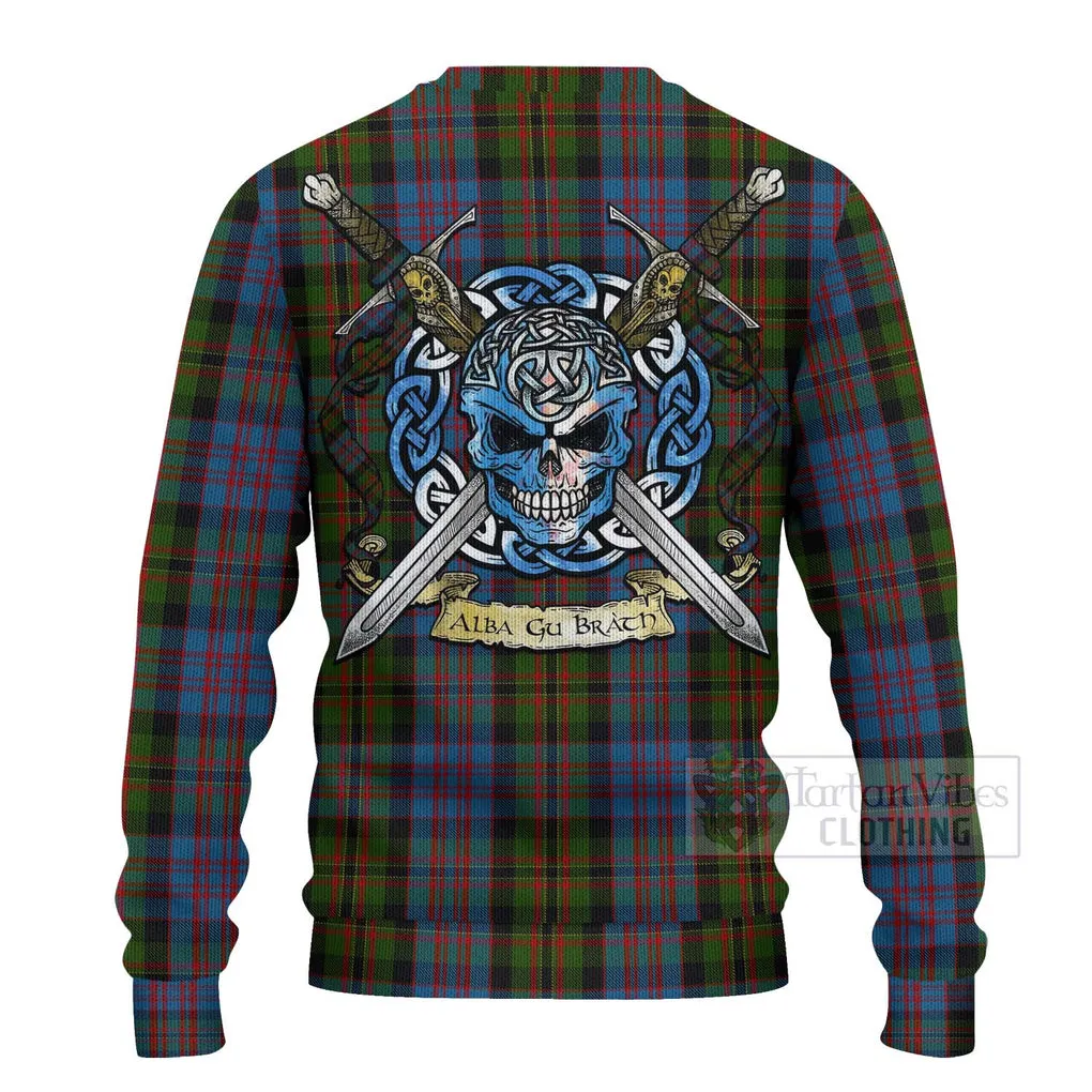 Bowie Tartan Ugly Sweater with Family Crest Celtic Skull Style