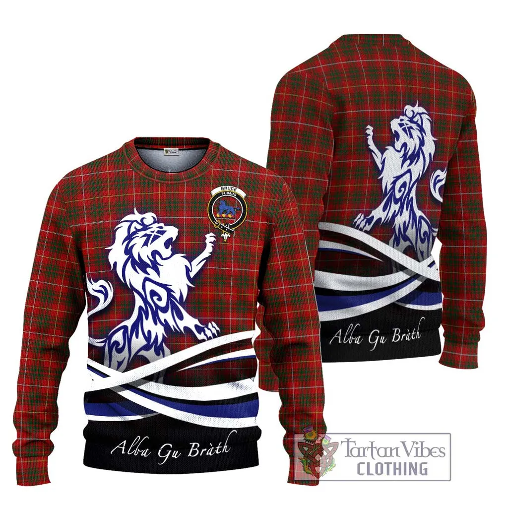 Bruce Tartan Ugly Sweater with Alba Gu Brath Regal Lion Emblem