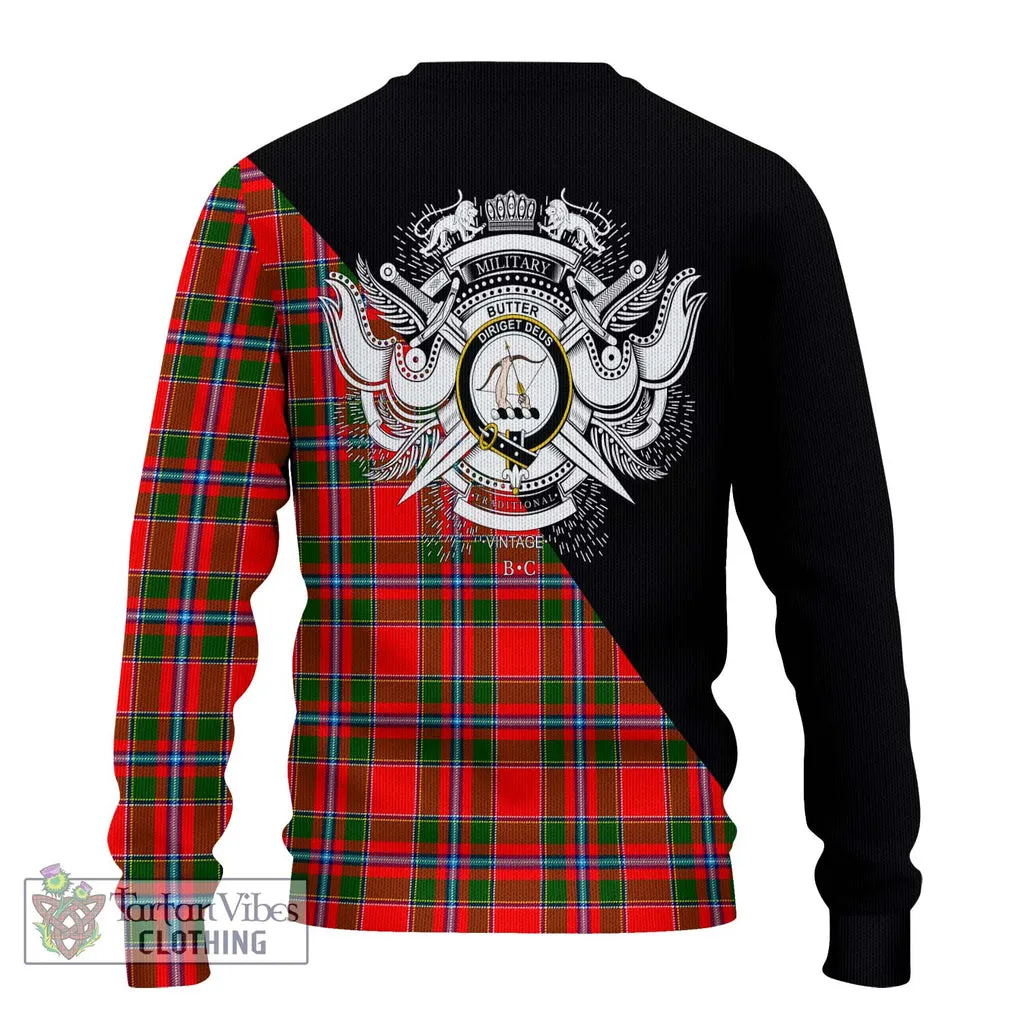 Butter Tartan Ugly Sweater with Family Crest and Military Logo Style