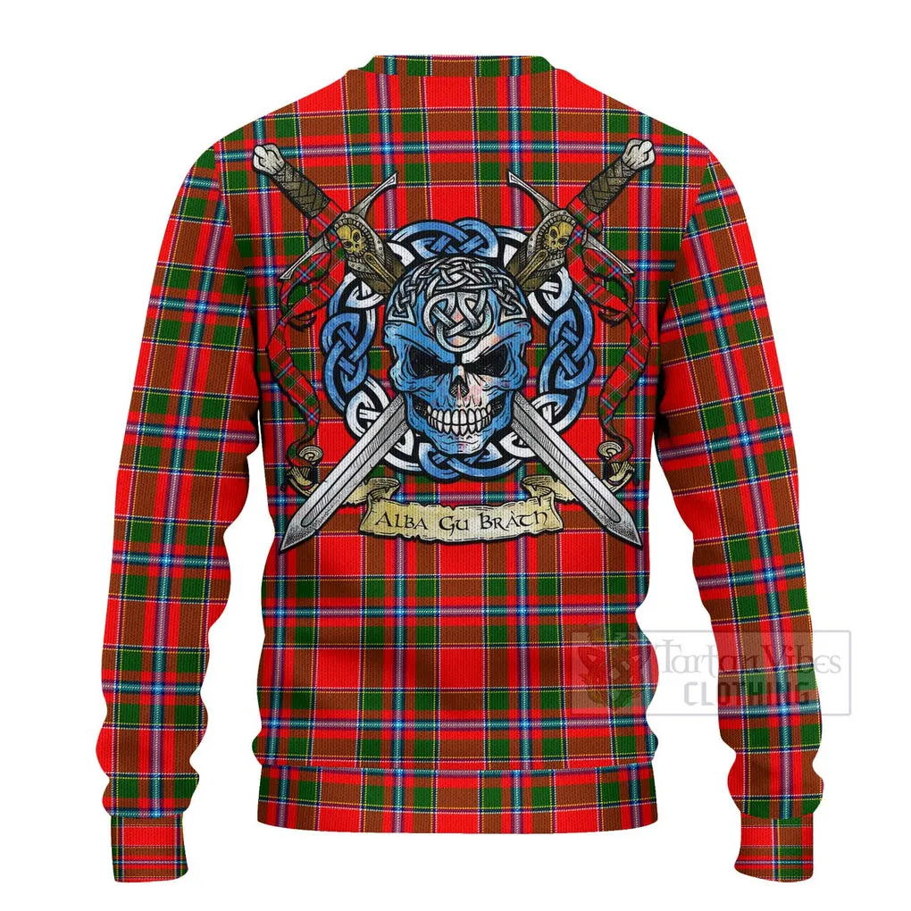 Butter Tartan Ugly Sweater with Family Crest Celtic Skull Style