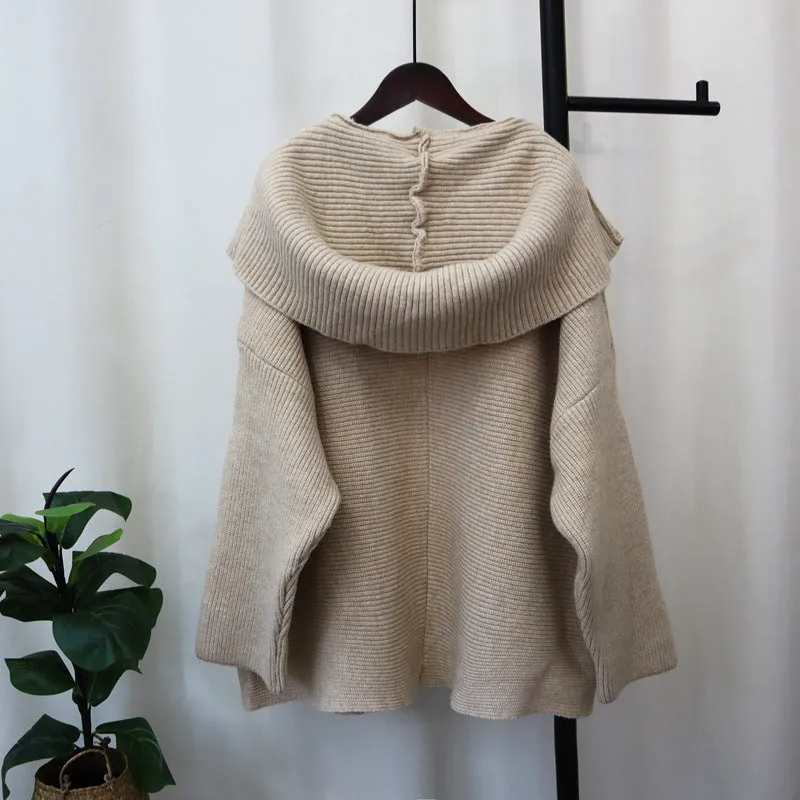 Cardigan Tricoté à Capuche Coréen