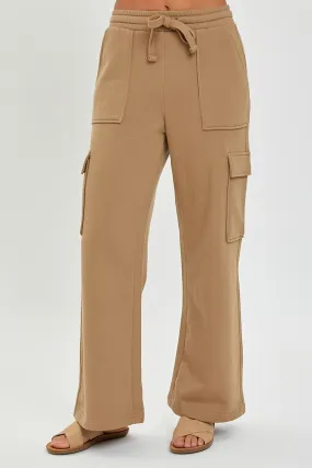 Cargo Pocket Mocha Wide Leg Sweatpants