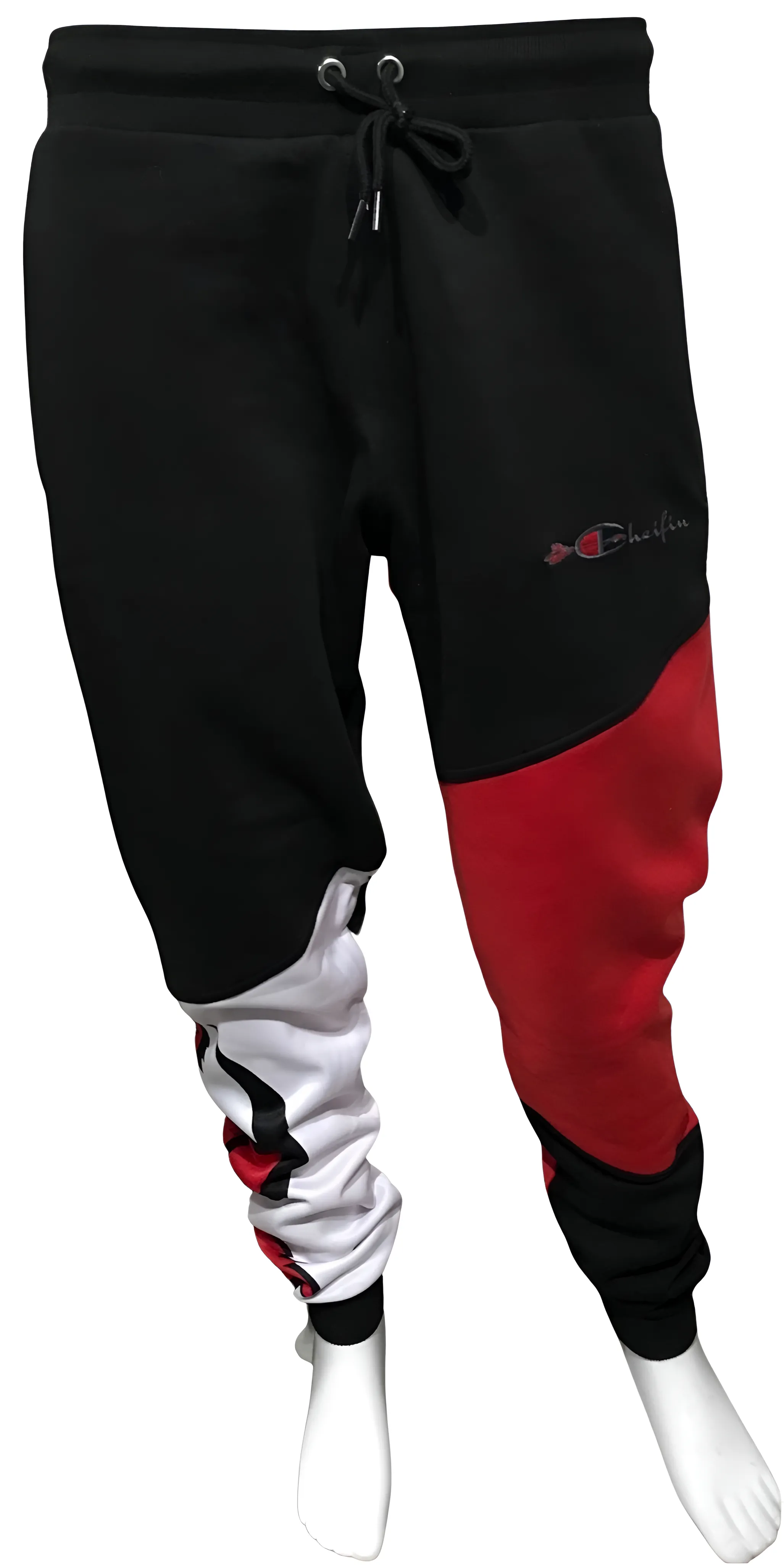 ^CHAMPION CHIEF^ (RED-MULTI) LUXURY JOGGER SWEATPANTS (CUT & SEW) (EMBROIDERED LOGO)