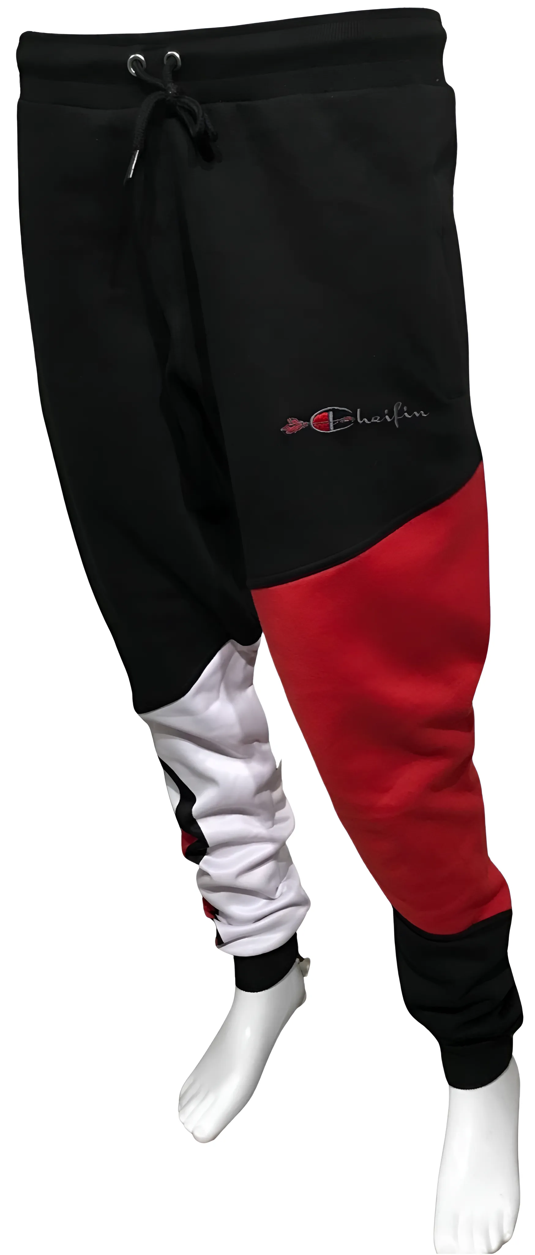 ^CHAMPION CHIEF^ (RED-MULTI) LUXURY JOGGER SWEATPANTS (CUT & SEW) (EMBROIDERED LOGO)