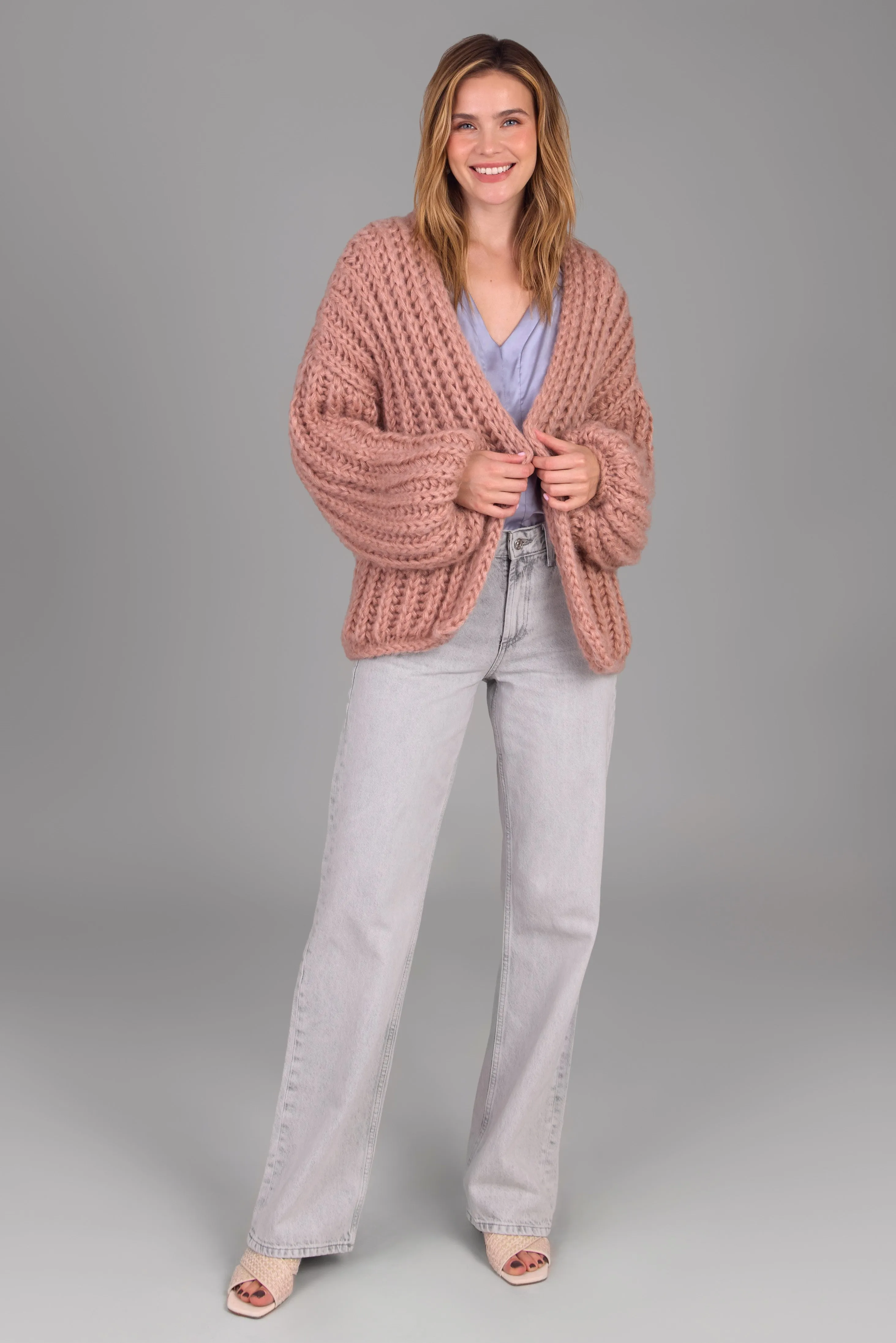 Chunky Oversized Cotton Wool Knit Cardigan