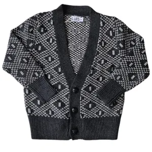 CLARENCE EMBOSSED CARDIGAN-Charcoal