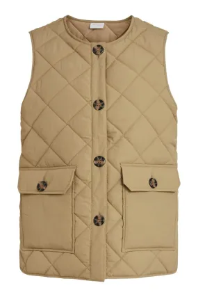 Cooli Quilted Short Vest - Beige