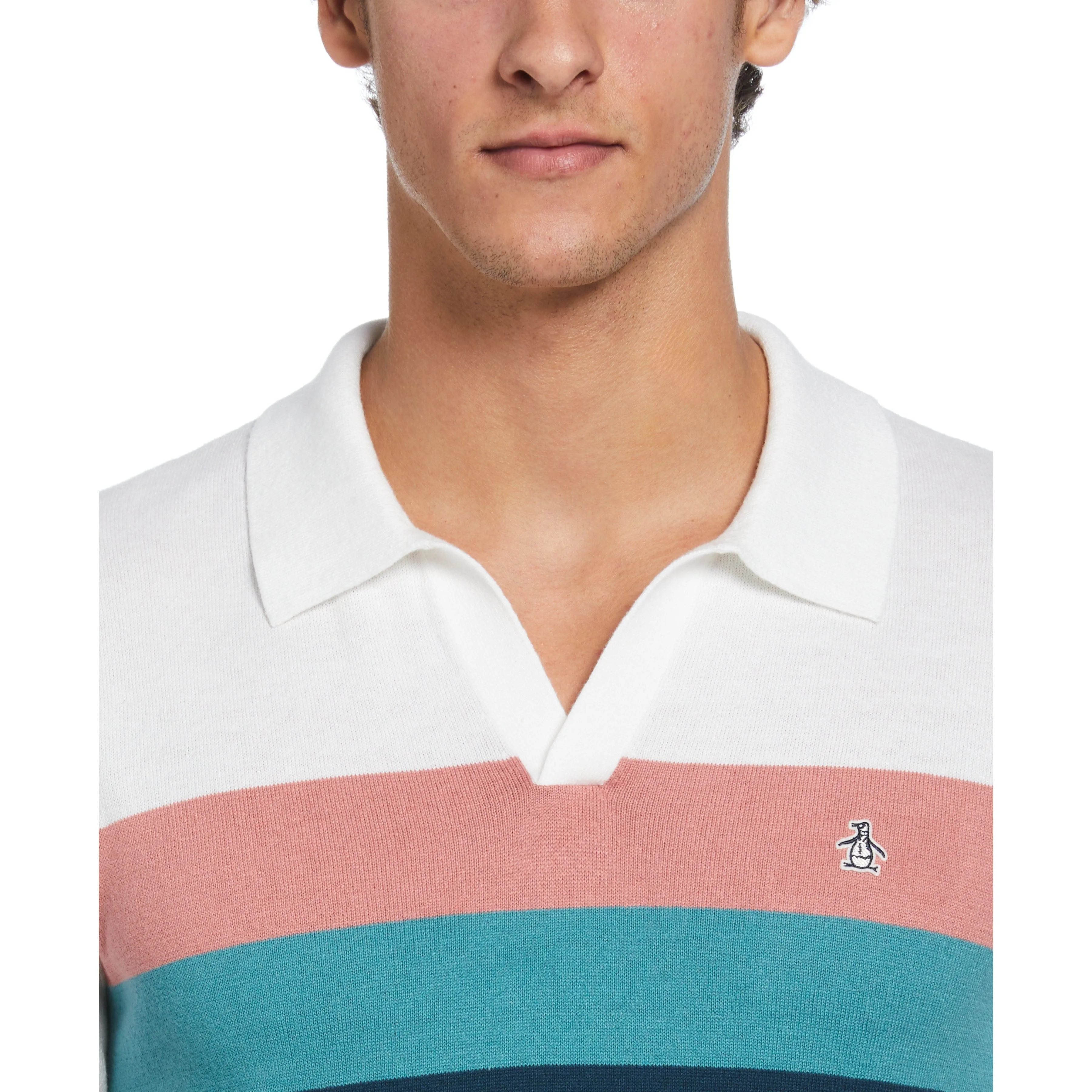 Cotton Jersey Chest Stripe Sweater Polo