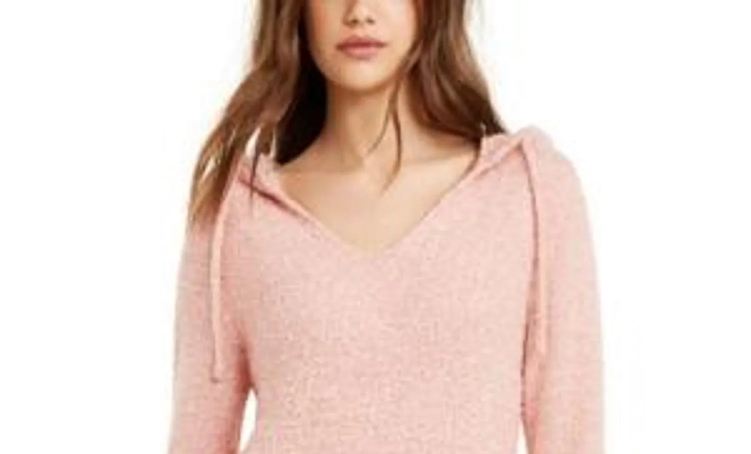 Crave Fame Juniors' Marled Fuzzy Pullover Hoodie Pink Size Extra Large