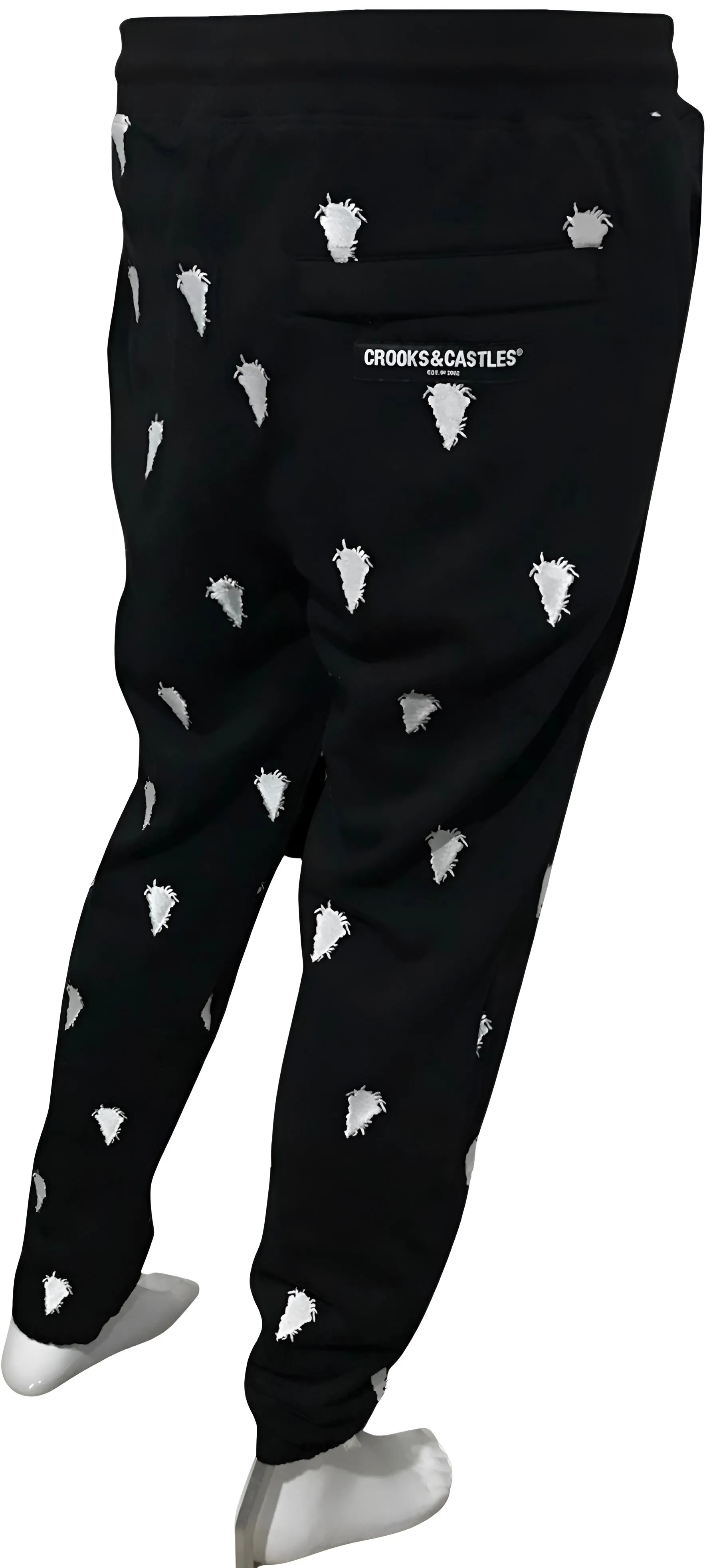 ^CROOKS & CASTLES^ (BLACK) ~SILHOUETTE~ EMBROIDERED JOGGER SWEATPANTS