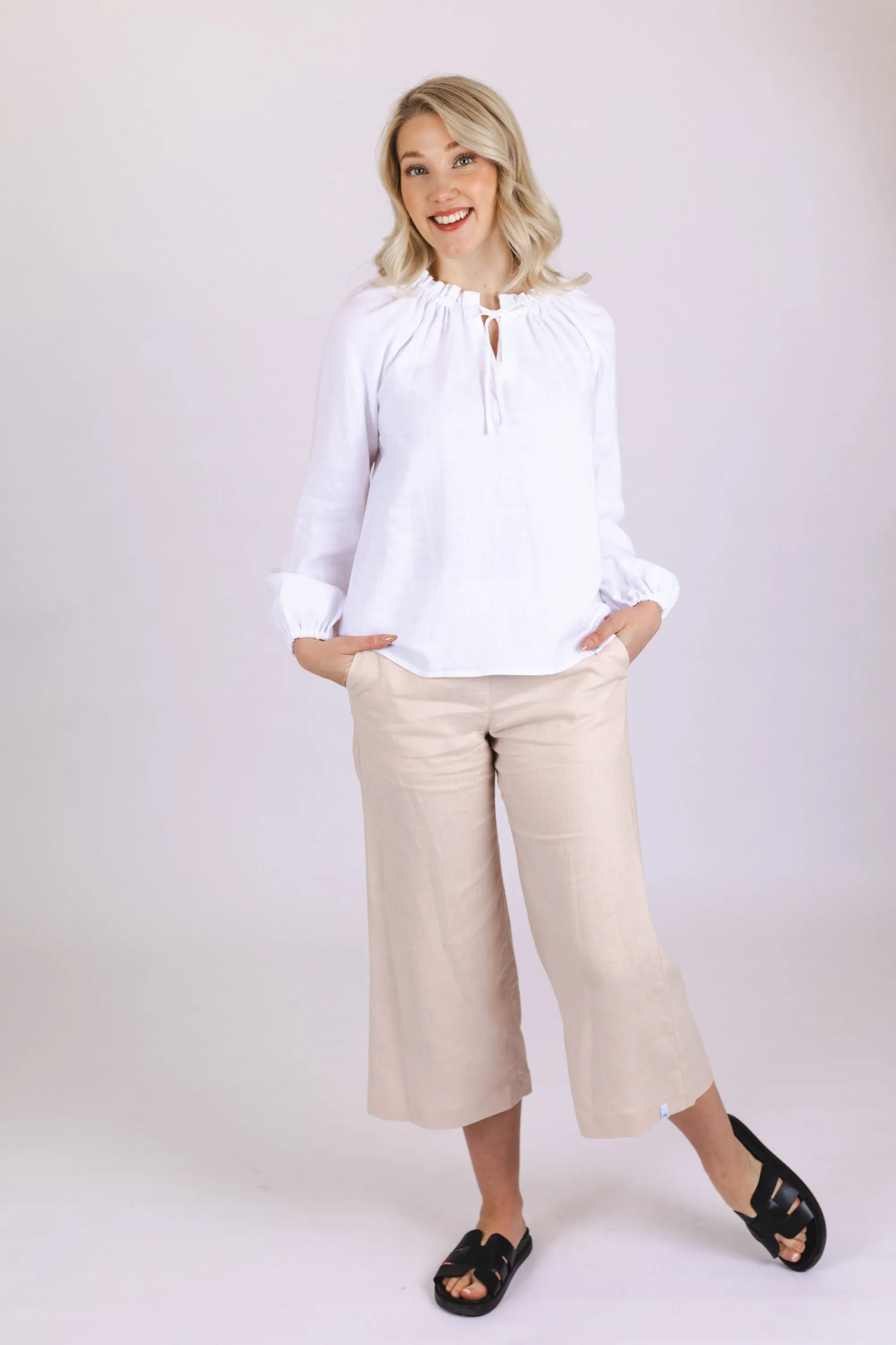 Culottes Linen Trousers Sandshell Beige