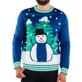 Custom Jacquard Christmas Sweater - Snowman Design | Acrylic-Cotton Blend Knitwear