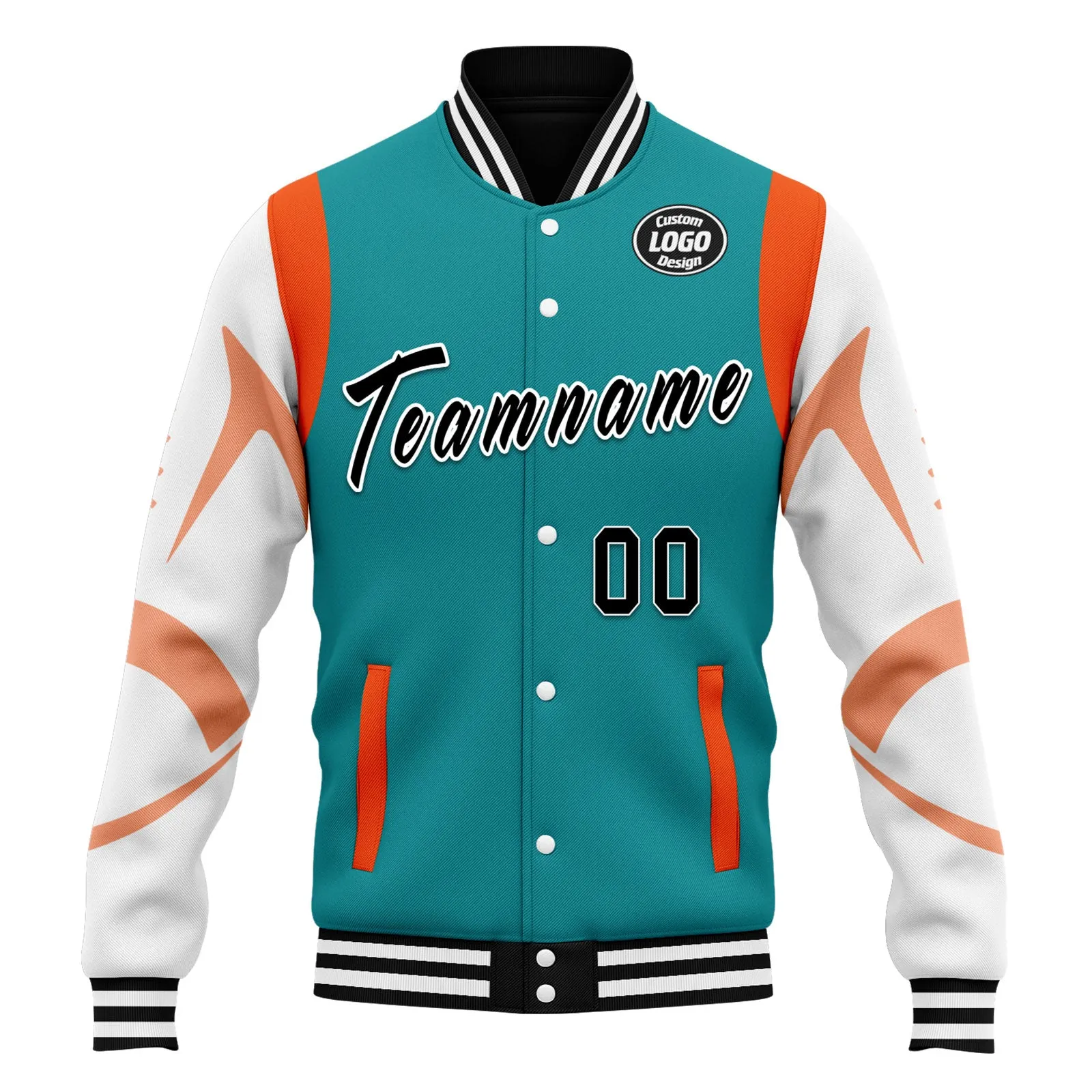 Custom Light Green Miami Jacket Bomber Full-Snap Varsity Letterman Personalized Jacket FZ005-D025004-25