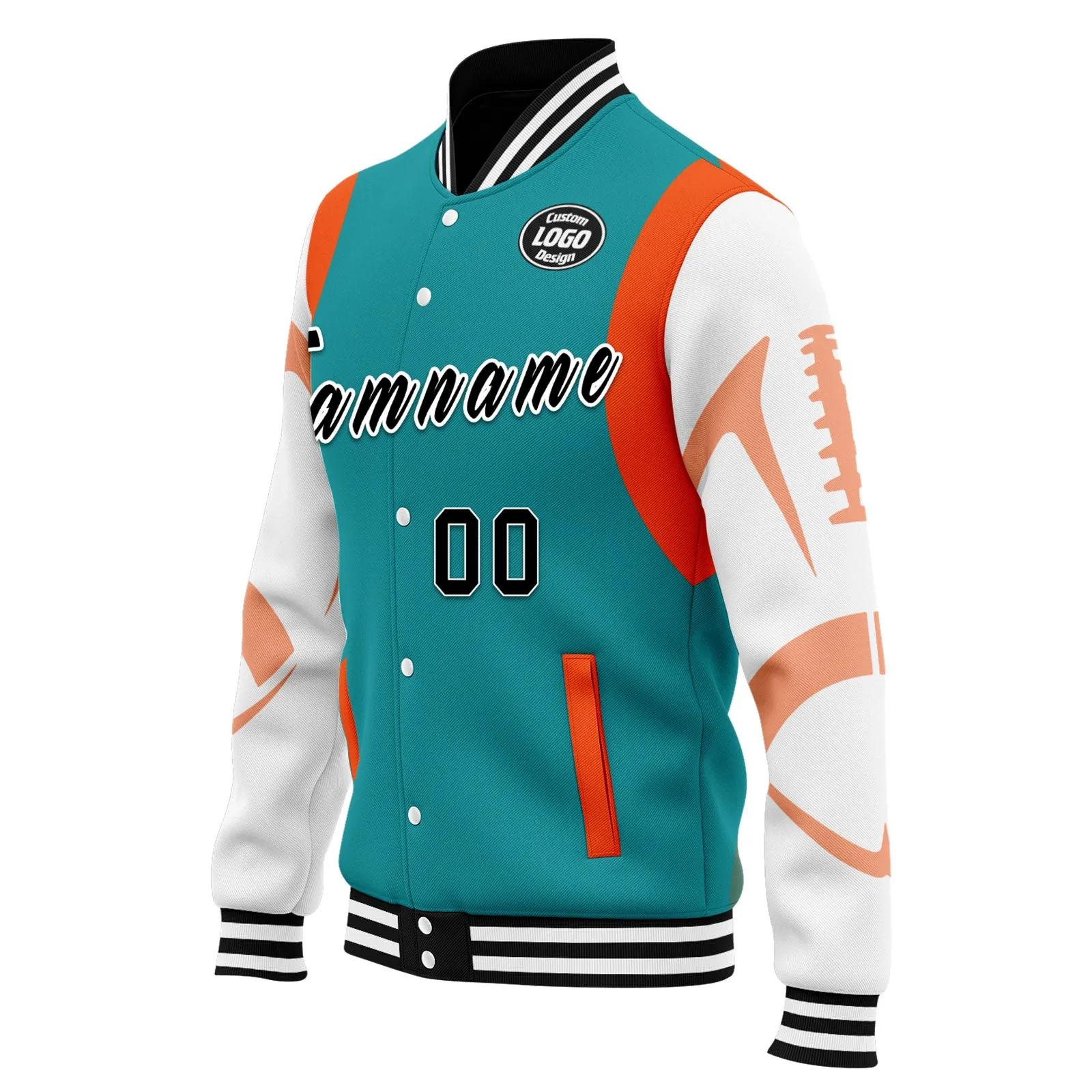 Custom Light Green Miami Jacket Bomber Full-Snap Varsity Letterman Personalized Jacket FZ005-D025004-25