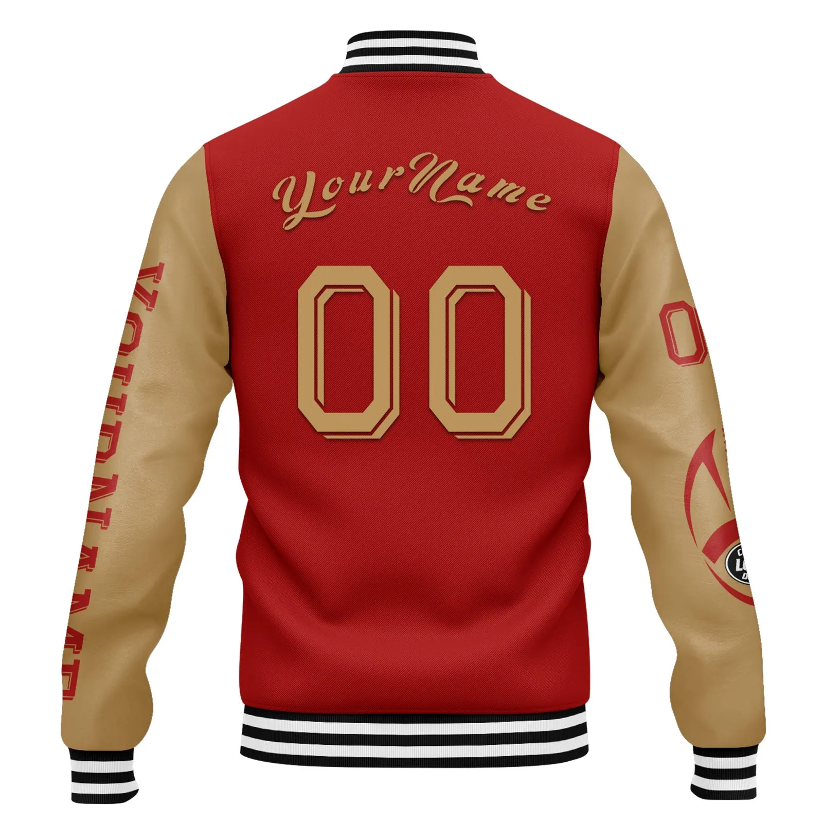 Custom Red Yellow San Francisco Jacket Bomber Full-Snap Varsity Letterman Personalized Jacket FZ005SX-D020290-25