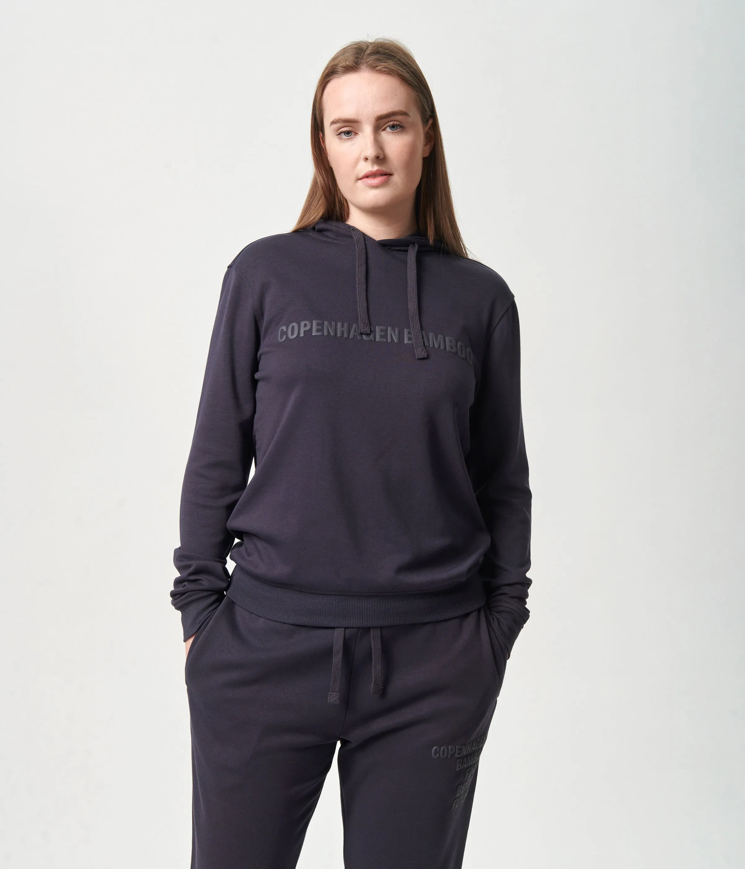 Dark grey bamboo hoodie track suit with logo