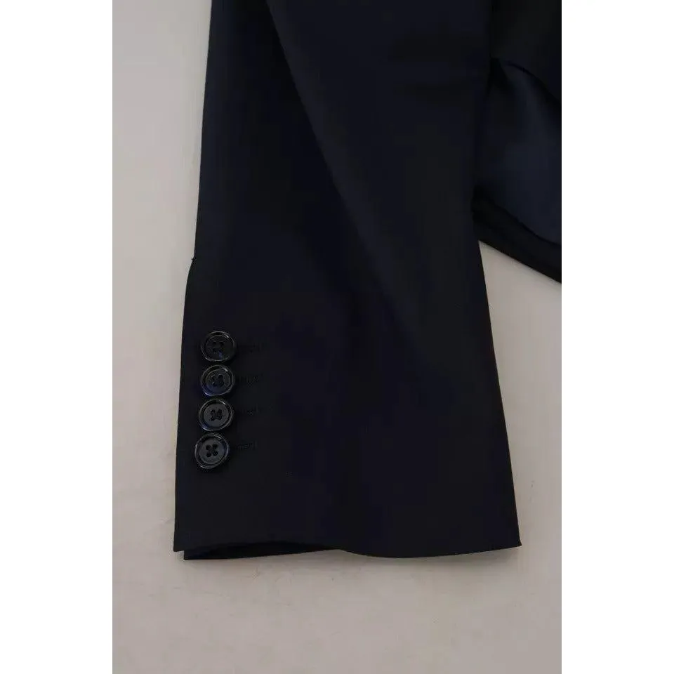 Dolce & Gabbana Blue Wool Single Breasted Coat Men Blazer