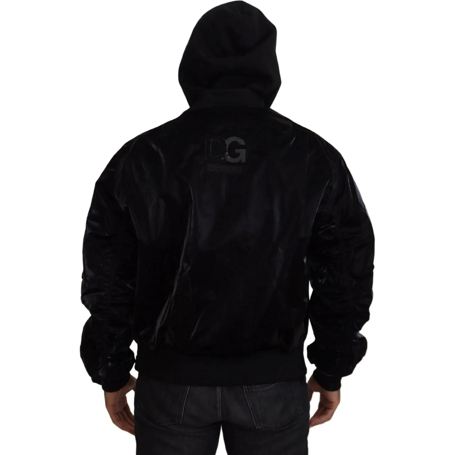 Dolce & Gabbana Elegant Black Bomber Hooded Jacket