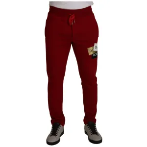 Dolce & Gabbana Elegant Red Jogging Pants with Drawstring Closure