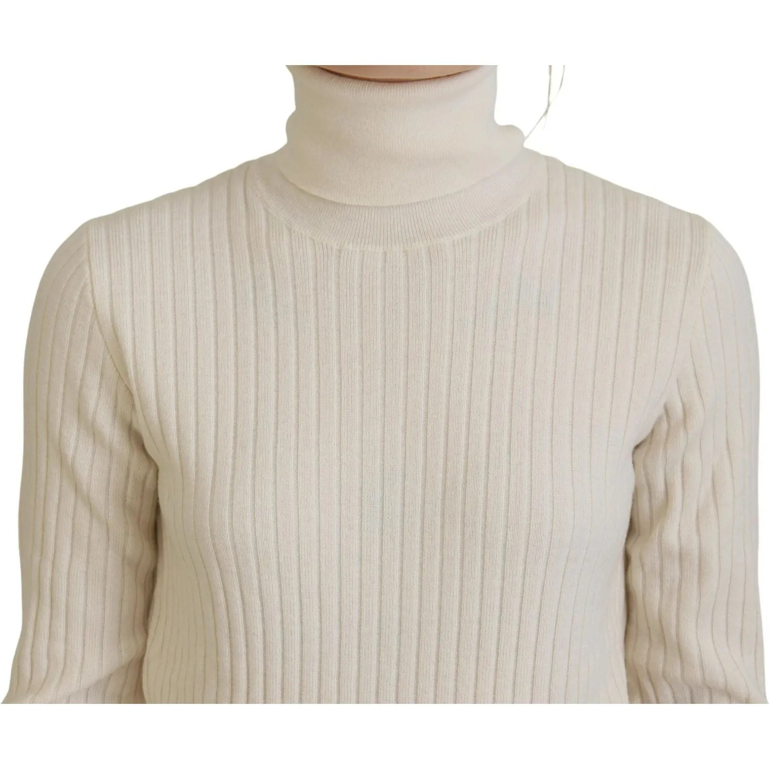 Dolce & Gabbana Ivory Turtleneck Wool Blend Sweater